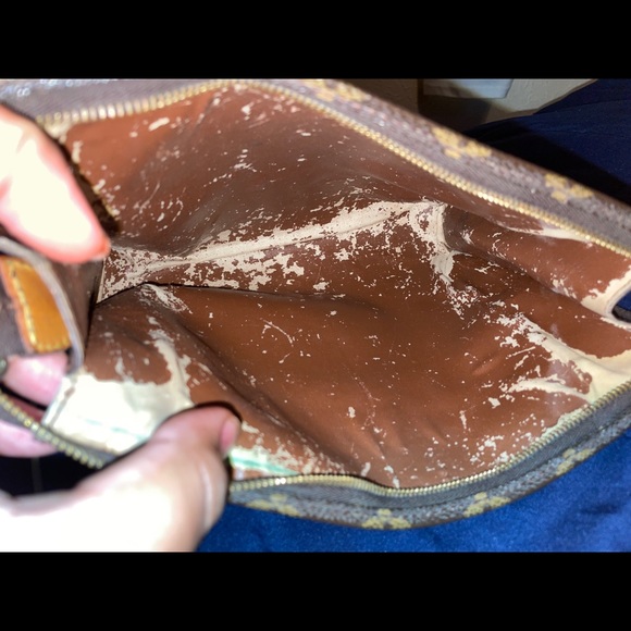 AUTHENTIC BROWN LOUIS VUITTON LEATHER ZIPPER BAG USED - Picture 6 of 6